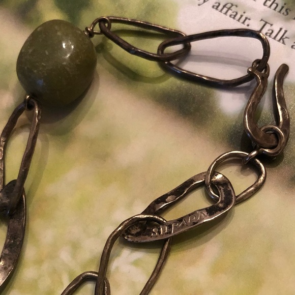 Vintage Silpada Smoky Quartz Citrine Jade Sterling Silver Link Necklace N1218 - Picture 5 of 12